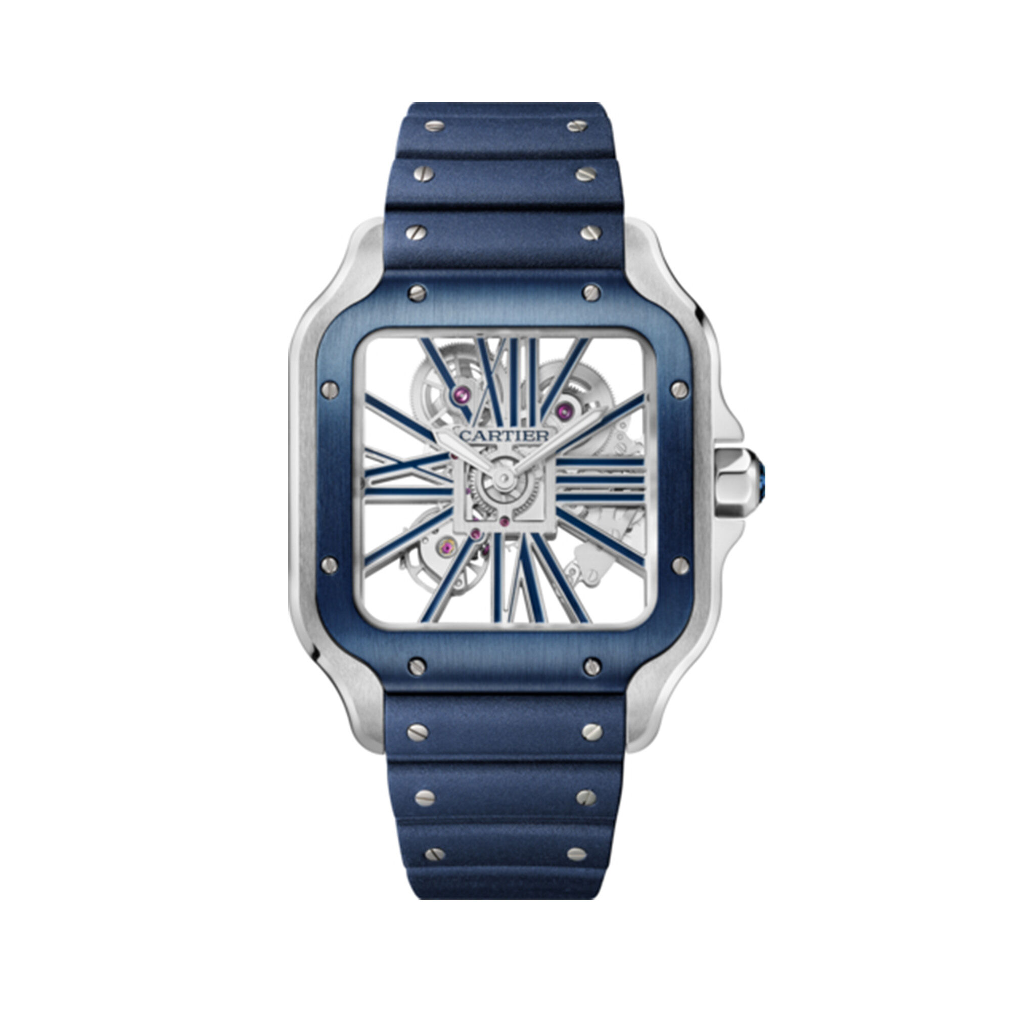 Cartier santos skeleton steel sales